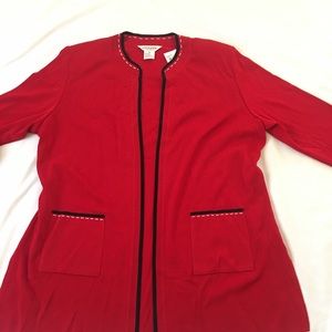 Misook Jewel Neck Contrast Trim Jacket